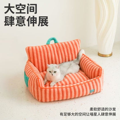 CUDDLE MY PET 橘色绒布宠物沙发床